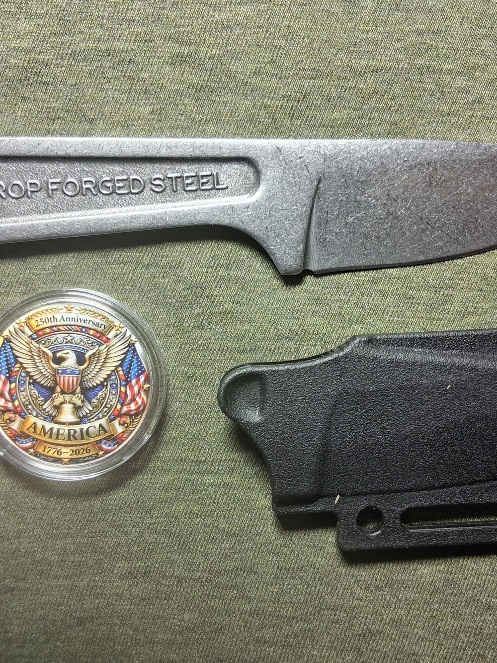 KaBar Wrench Knife With Neck Sheath PLUS 250th Birthday  Challenge Coin